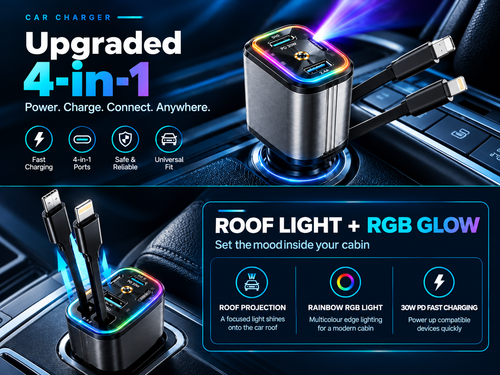 Car Roof Light & Extendable Car Charger